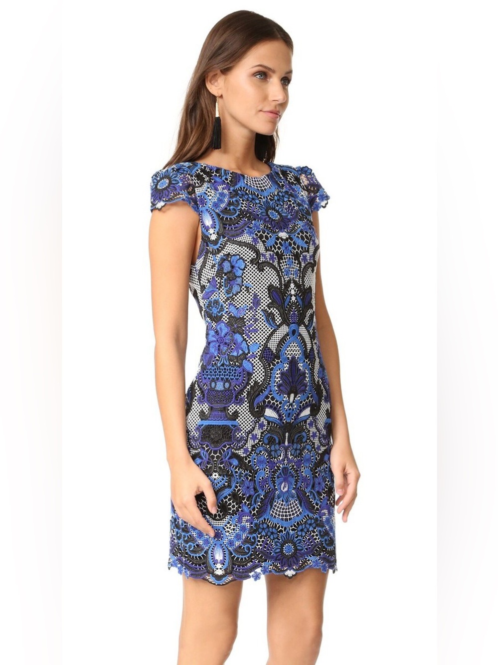 Alice + Olivia Nakia Guipure Lace Dress Blue Size: 6 - Picture 6 of 7